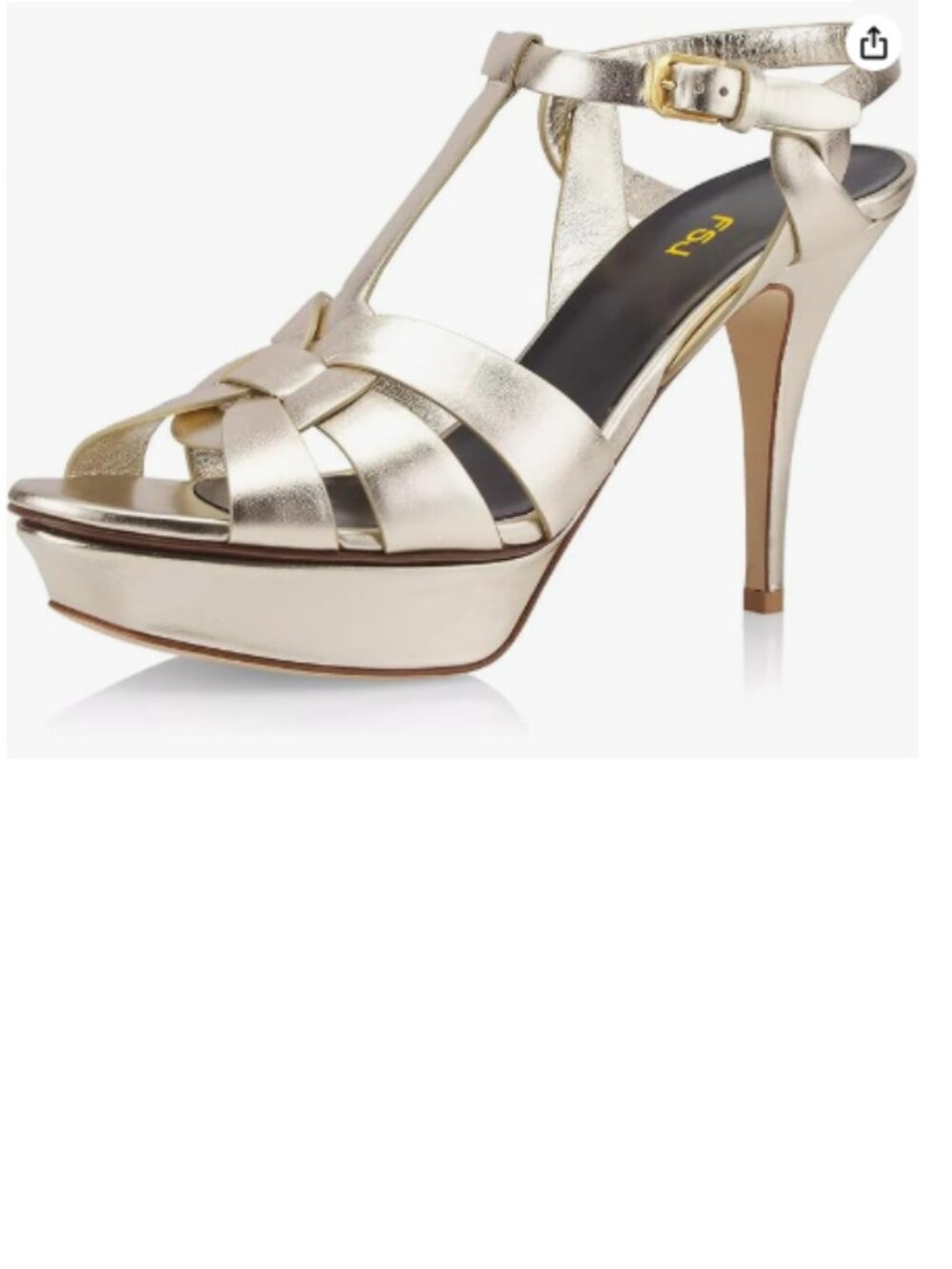 FSJ Light Gold Comfort Platform Stiletto High Heel Ankle Strap Sandals